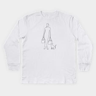 Cat Shopper Kids Long Sleeve T-Shirt